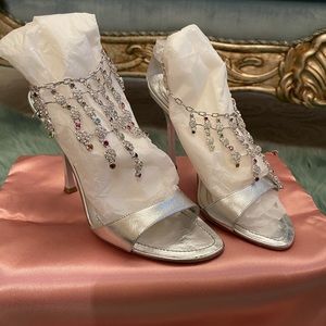 Vintage René Caovilla silver high heel sandals